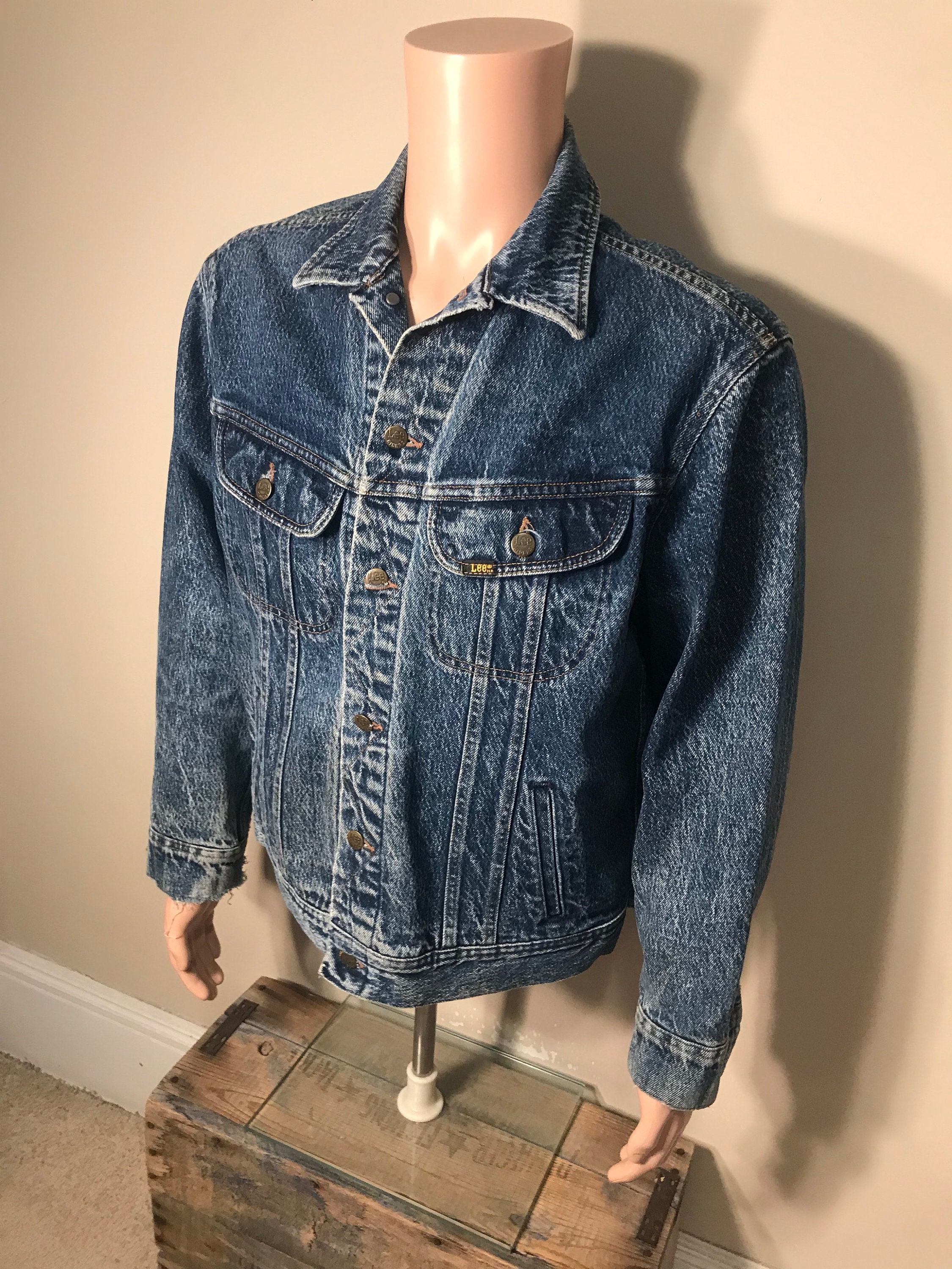 Vintage Denim Jacket // Mens Lee Rider Made in USA Jean Jacket