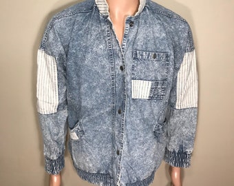 Vintage Acid Wash Denim Jacket: Stefano Sportswear, Medium/Large