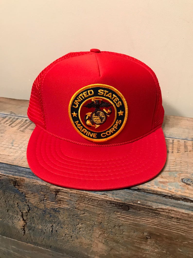 United States Marine Corps Military Mesh Baseball Cap Hat Red