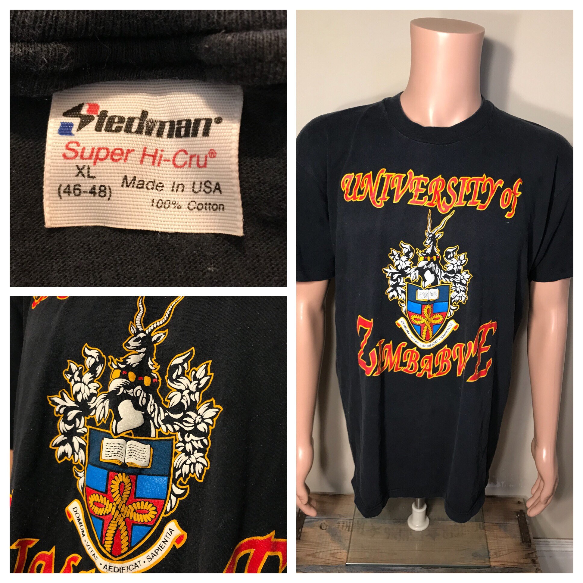 Vintage University of Zimbabwe t-shirt // college university 
