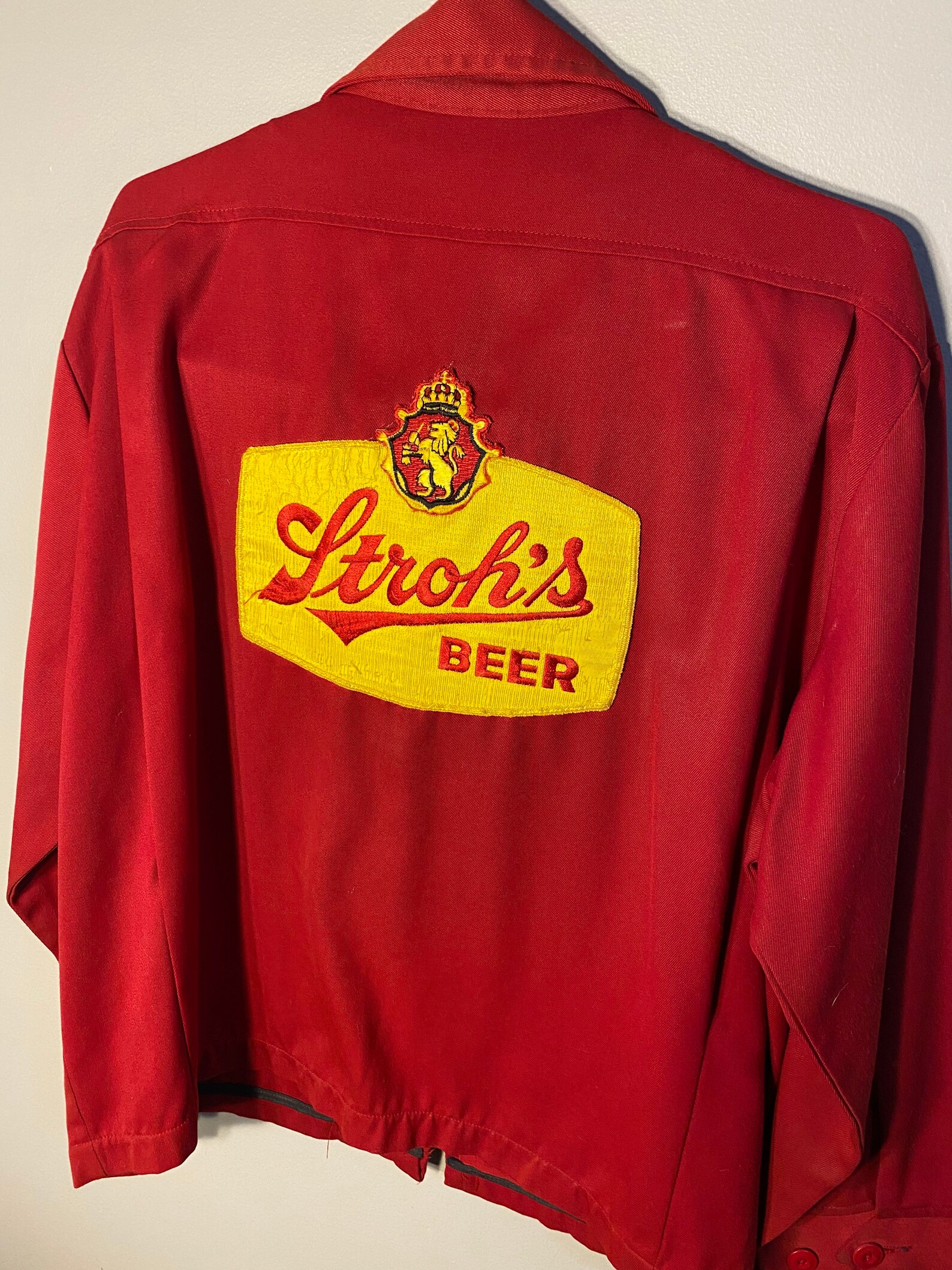 Vintage Strohs beer jacket // employee uniform // union made Etsy