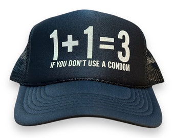 Funny Trucker Hat: 1+1=3 Gag Gift Bachelor Party Hat