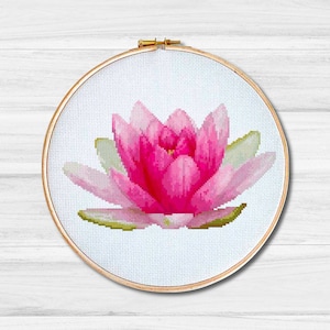 Waterlelie - PDF kruissteek - bloemmotief - geteld pdf-diagram - lente zomer - borduurwerk - woondecoratie - bloem - moderne kruissteek