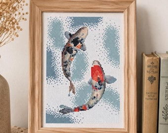 Koi Fish Cross Stitch Pattern – Oriental Embroidery (PDF)