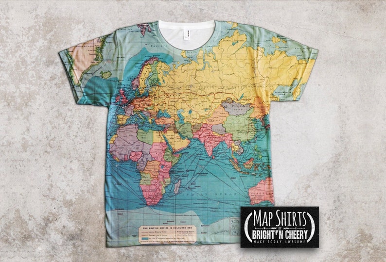 Vintage World Map T Shirt Travel Gift All Over Print Shirt - Etsy