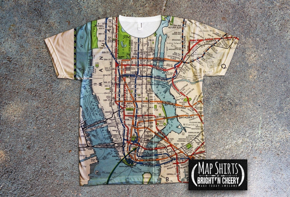 Nyc subway top map t shirt