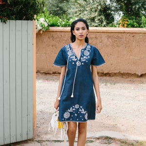Marguerite Embroidered Dress - Women dress - Moroccan Kaftan - Boho Dress - Tunic Coverup - Hand Embroidered Dress - Day Dress