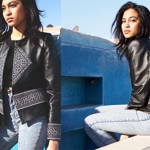 Lederjacke, Leder Jacke Damen, Biker-Lederjacke, Damen Jacke, Damen Lederjacke, Jacke für Frauen, schwarze Ledermantel