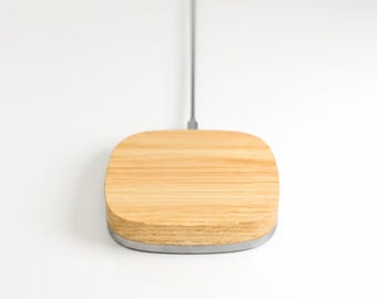 Oak, Walnut & Steel MagSafe Wireless Charging Pad - 15W Fast Charger