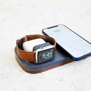 3 in 1 wireless MagSafe Ladestation für Apple Watch iPhone und AirPods, Dockingstation Weihnachten, Holz und Acrylstein Pad X3 Bild 9