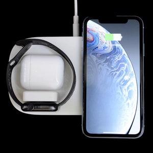 3 in 1 wireless MagSafe Ladestation für Apple Watch iPhone und AirPods, Dockingstation Weihnachten, Holz und Acrylstein Pad X3 Bild 4