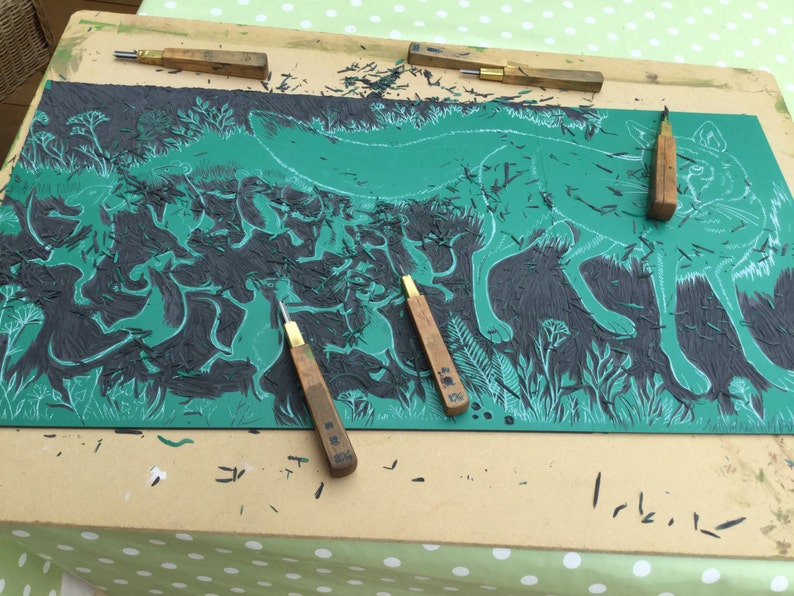 Lion and Leaves card,lion and Leaves print,Lino print,African animal,Story card,Animal card,Children/'s card,Adult card,Unique artists card