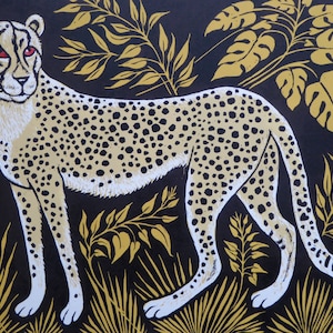 Carta Ghepardo spotty, carta Ghepardo, Carta stampa Spotty Cheetah Lino, Foglie africane, Carta Storia, Carta animale, Carta bambini, Carta per adulti
