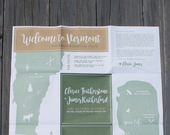 Adventure Map Wedding Invitation + Itinerary | Foldable | Customizable | State | Timeline | Activities | Invitation Suite | Invite Kit