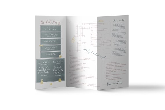 Fun Games Wedding Program Ceremony Reception Sit Etsy