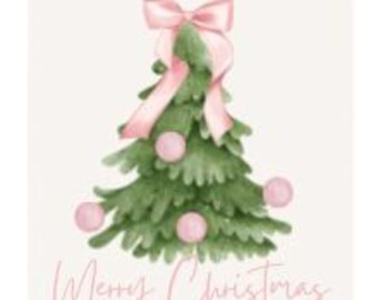 Printable Christmas Gift Tags/ Christmas tree with pink bow & ornaments / digital download