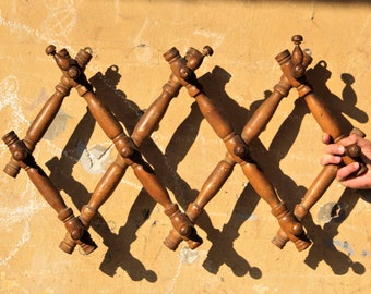 Wooden Coat Rack - Wall Coat Rack - Folding Peg Rack - Vintage Hanging Rack - Mid Century Accordion Coat Hanger - Jewelry Storage