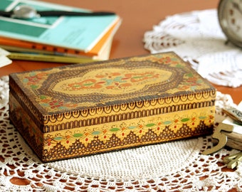 Wooden Box - Hand Carved Wooden Box with Lid - Jewelry Box - Vintage Wood Box - Keepsake Box - Storage Box - Memory Box - Trinket Box