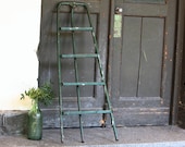 Vintage Ladder - Green Step Ladder - Folding Chippy Ladder - Plant Stand - Garden Decor - Industrial Decor - Rustic Decor - Metal and Wood