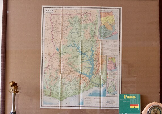 Vintage Map Of Ghana Original Paper Map School Map 70s Etsy
