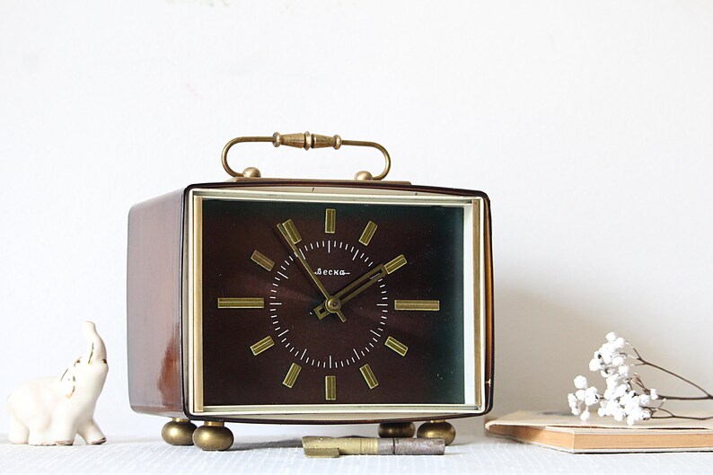 Vintage Table Clock Soviet Mantel Rare Shelf Large Desk Family Gift Housewarming Dad