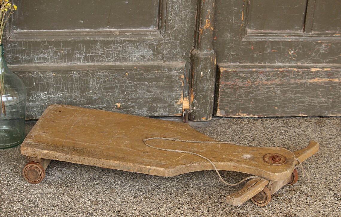 Vintage Kids Bearing Cart with Wheel Primitive Wooden Etsy