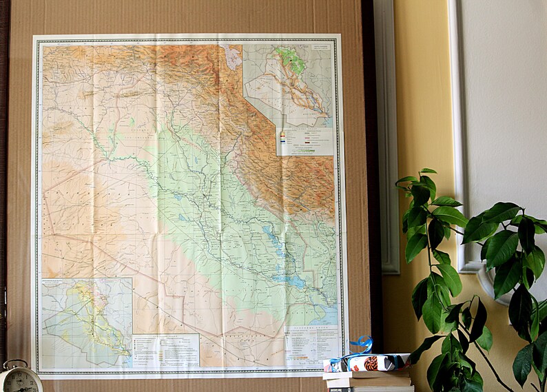 Vintage Map Gift Iraq Map Original Paper Map School Map Etsy