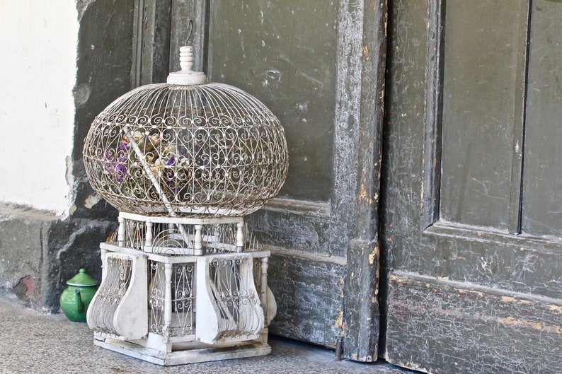 Canary Cage Shabby Chic Decor Bird House Handmade Bird Cage Bird Cage Wedding Decor Metal Birdcage Vintage Wooden Birdcage