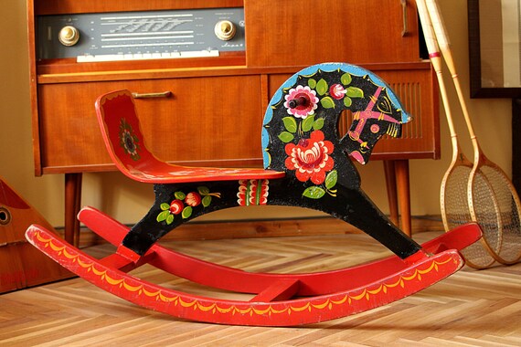 child's wooden rocking horse