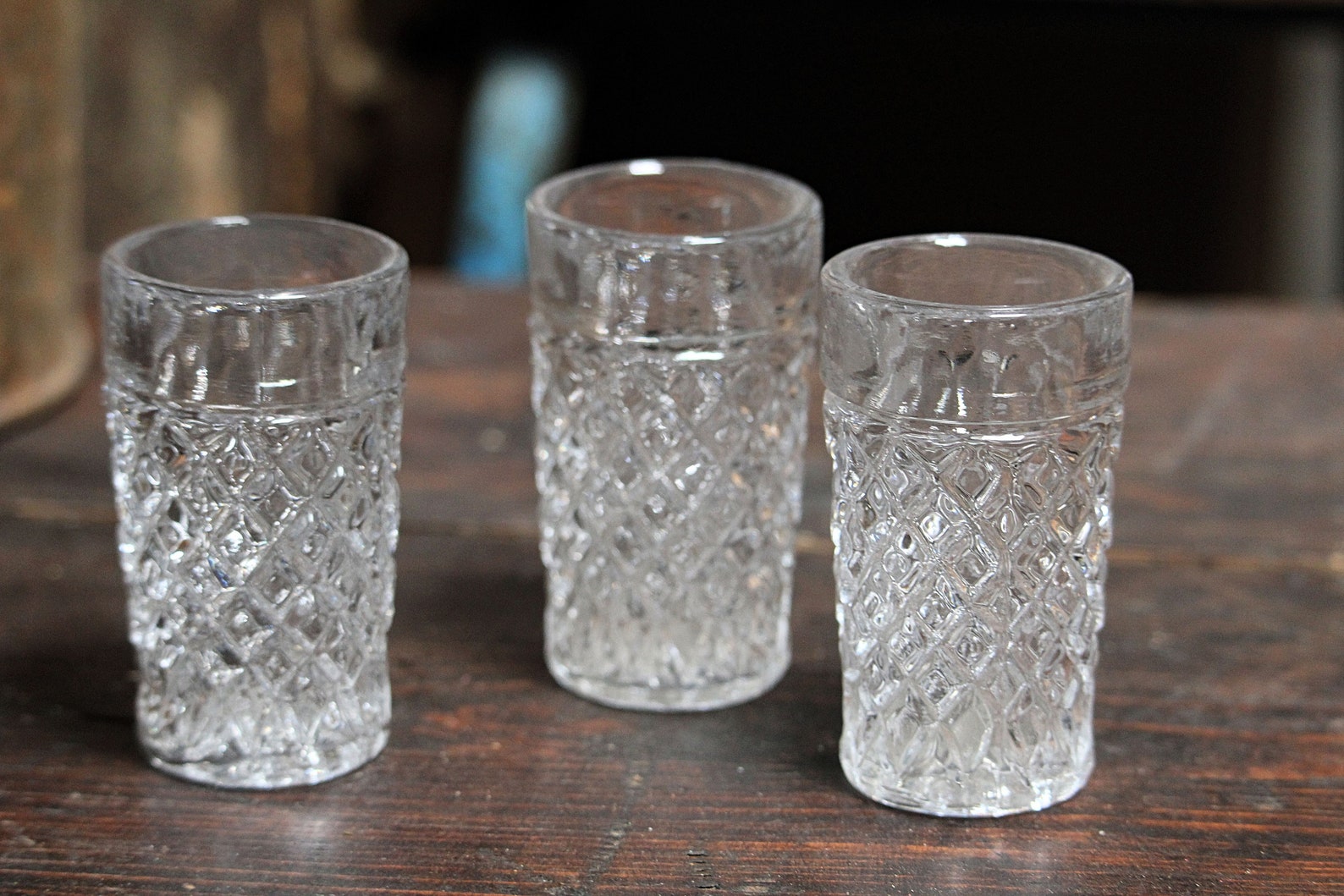 Vintage Shot Glasses Liquor Glasses Set of 3 Clear Glass Etsy
