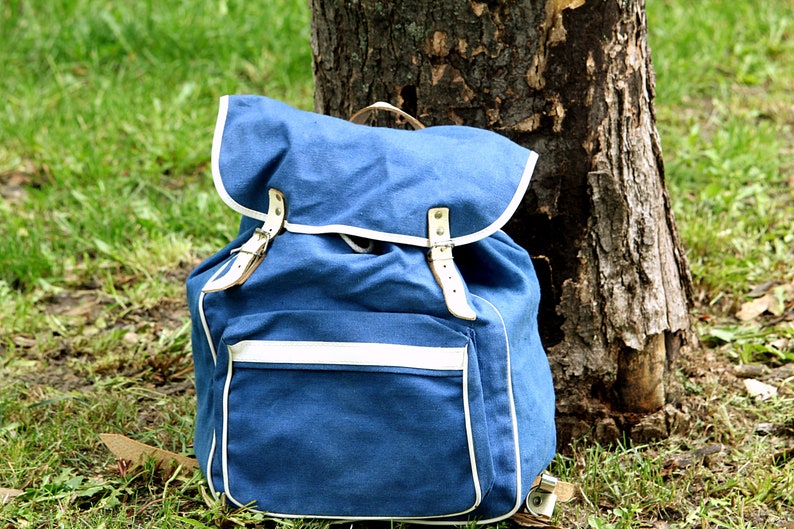 small blue rucksack