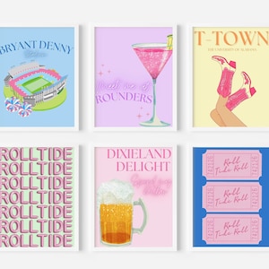 University of Alabama | Preppy Digital Prints | Set of 6