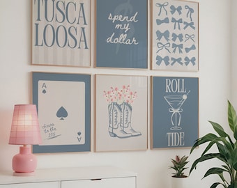 Alabama Coastal Cowgirl Wall Art Set | Trendy Dorm Decor (Digital Download)
