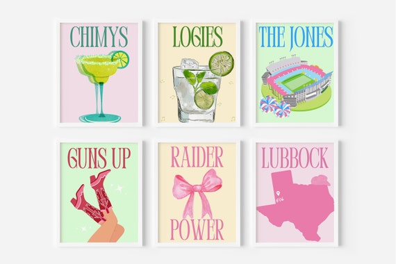 Texas Tech University | Preppy Digital Prints - Set of 6