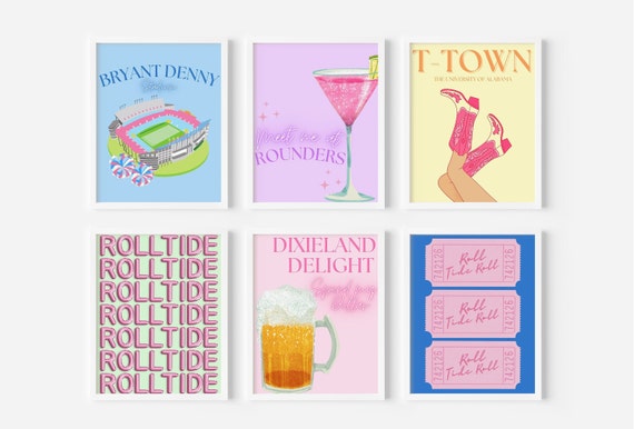 University of Alabama | Preppy Digital Prints | Set of 6