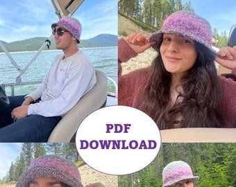 Crochet Bucket Hat PATTERN ONLY - Shell Stitch Bucket Hat - crochet hat pattern - Sandy Shores Bucket Hat