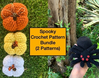 SPOOKY Crochet Pattern Bundle: Spooky Spiders and Puff Stitch Pumpkins- Crochet pumpkins - spider amigurumi -crochet spider -crochet pattern