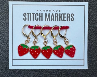 Strawberry charm Stitch Markers (set of 5)