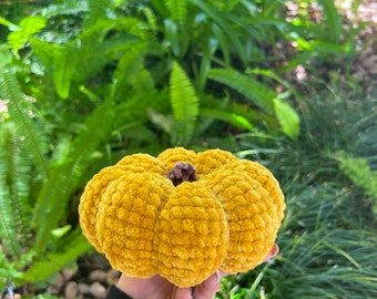 Mustard Velvet Pumpkin - Fall decorations - Halloween decorations - velvet pumpkin - ready to ship