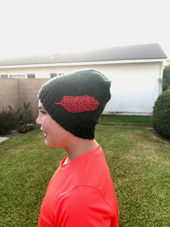Feathered Hat Knitted Beanie Pan Hat 