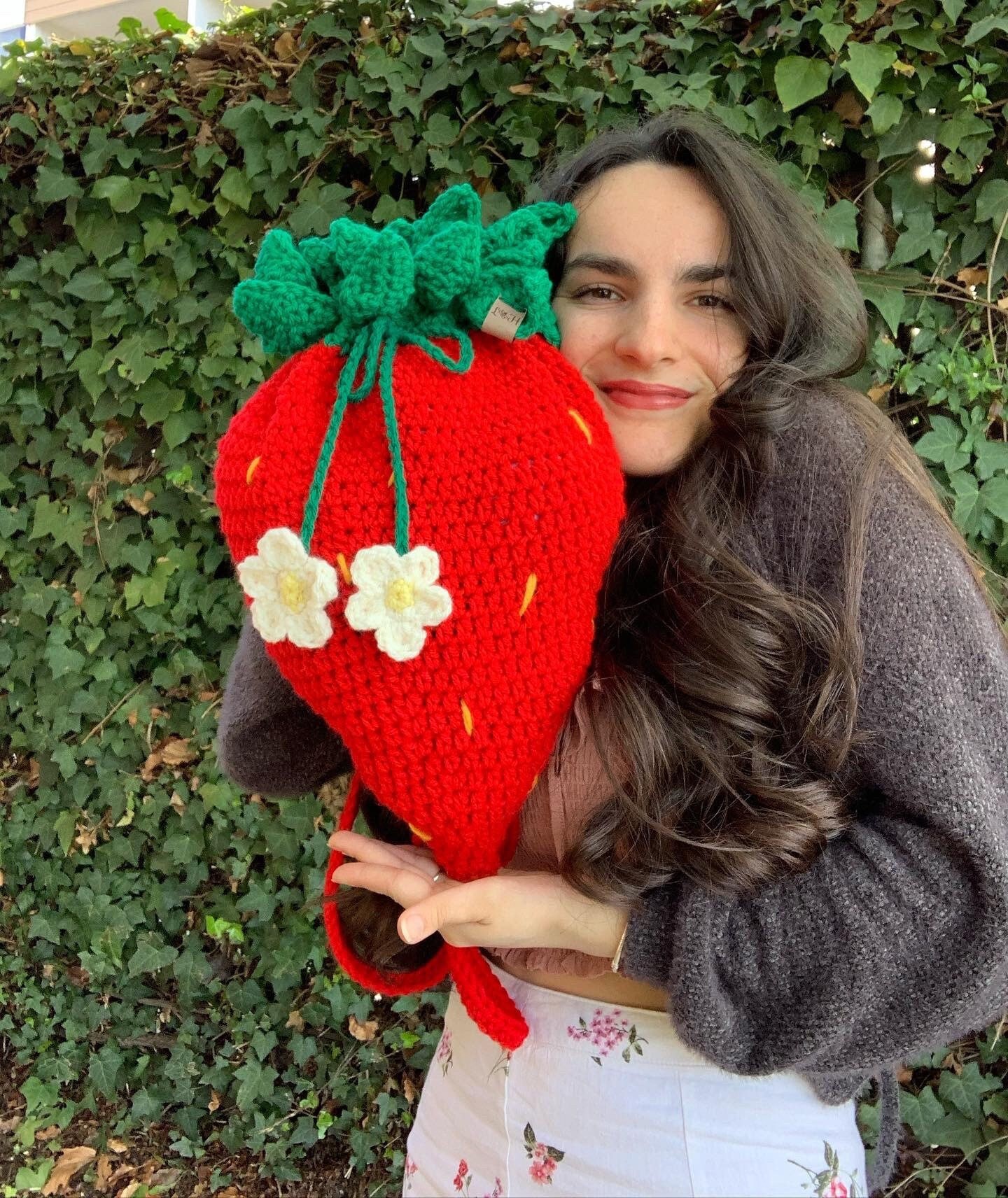 Strawberry crochet backpack sale