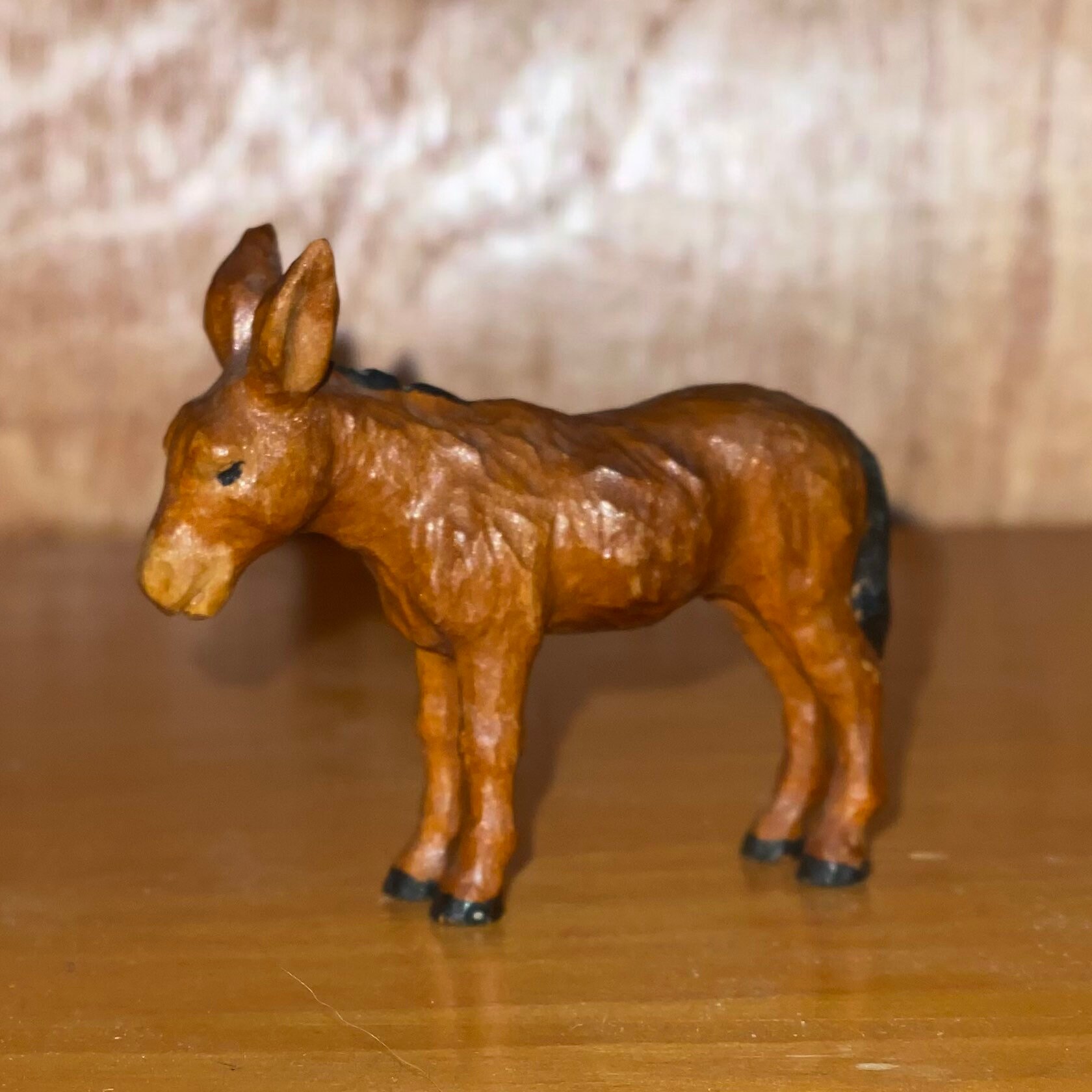 Vintage Carved Wood Miniature Donkey Figurine 2 Etsy