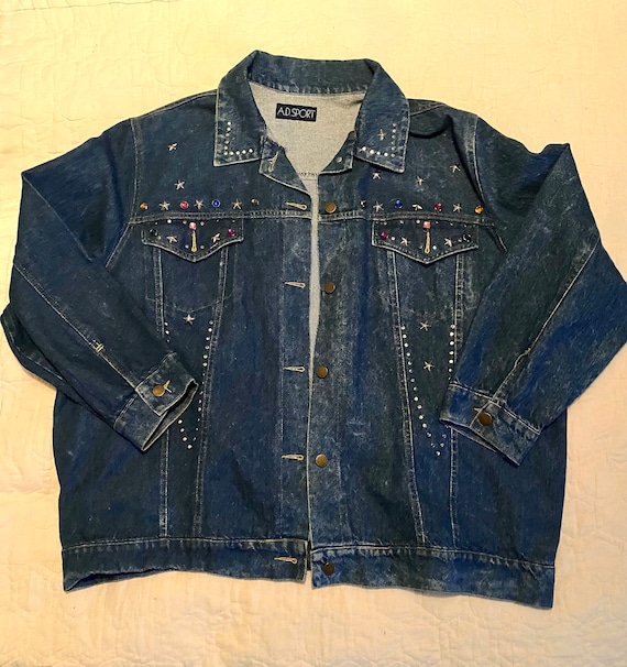 Embellished Jean Womens Denim Quacker Factory Denim Jacket Vintage
