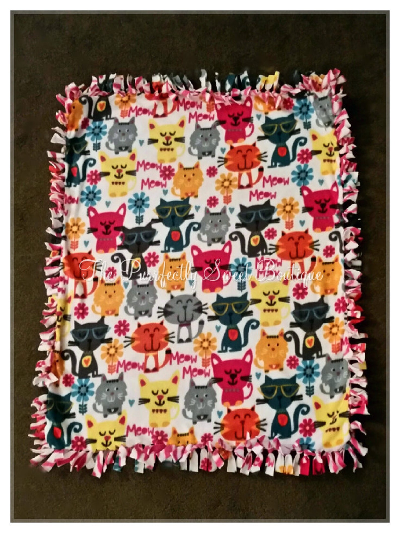 Fleece Cat Blanket Colorful Fuzzy Cats w/Glasses on Etsy