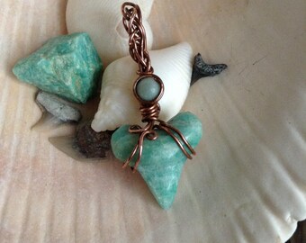 Amazonite Shark Tooth charm necklace