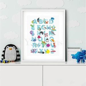 Ocean Alphabet - Light Blue | Digital Download