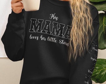 Customized This Mama Loves Her Little Stars Sweatshirt, Zodiac Sign Shirt, Personalized Astrology Constellation Top Celestial Horoscope Gift