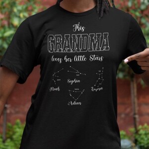 Personalized Grandmother Shirt Constellation Custom Grandma Gift Mothers Day Gift for Grandma Stars Name Family Birthday Present Nana Tshirt