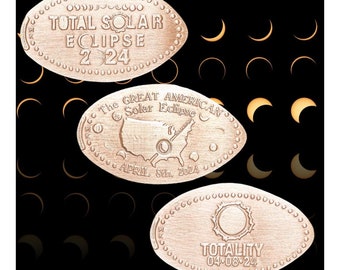 Gran eclipse solar americano de 2024 • Recuerdo del eclipse • Cobre • Colección de eventos • Favor de fiesta • Colección Penny/Eclipse de cobre prensado