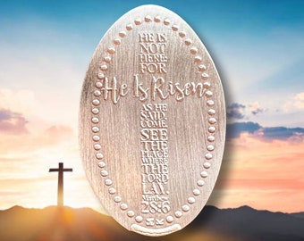 He is Risen Cross • Copper • Holiday Collection • Easter • Pressed Copper Penny Easter Basket Tag Easter Filler